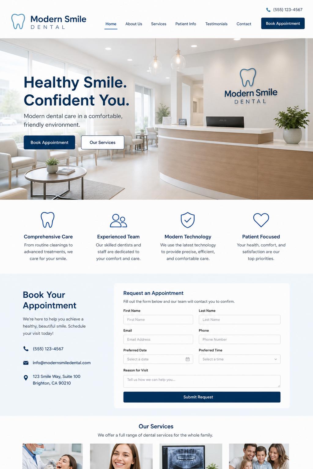 Modern Smile Dental website preview