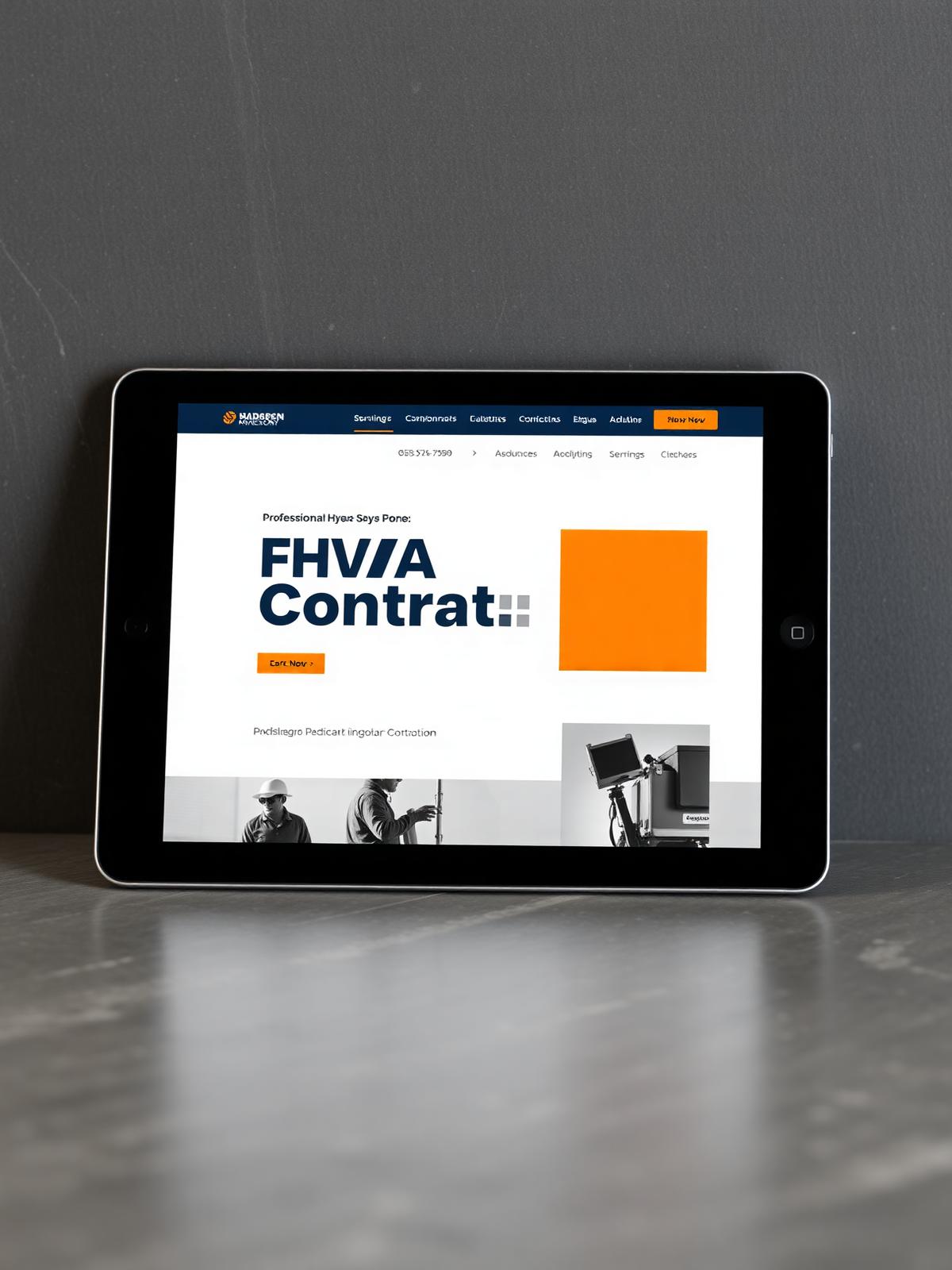 Example HVAC contractor website built by SiteSparkDigital, shown on a tablet
